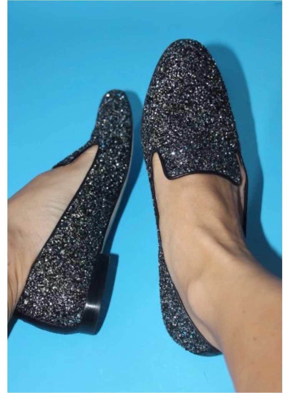 M. Gemi “Petalo” flats/loafers in gunmetal glitter